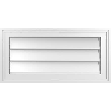 Ekena Millwork Vertical Surface Mount PVC Gable Vnt: Non-Functional, w/2"W x 1-1/2"H, Brickmould Frame, 24"W x 12"H GVPVE24X1202SN